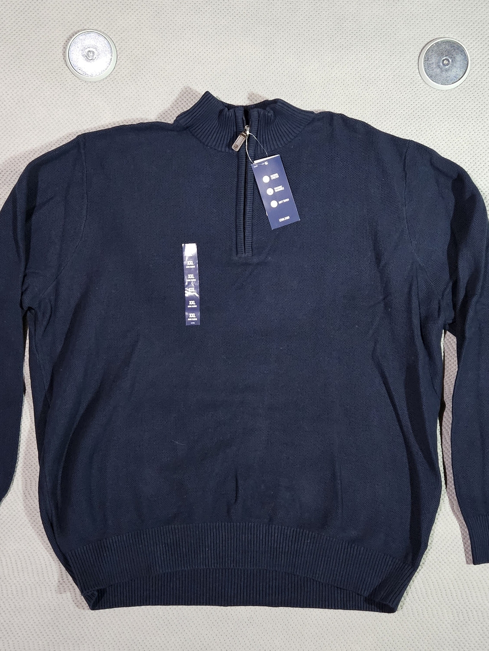 Izod Men's Luxury Classics Quarter-Zip Knit Sweater - Navy